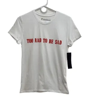 Prince Peter Collection Too Rad To Be Sad Graphic Tee NWT Size XS White thumbnail 1