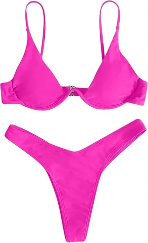 SHEIN Hot Pink Underwire Bikini Set thumbnail 1