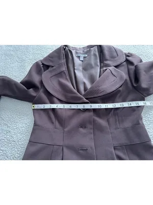 Apt. 9 Collared V-Neck Three Button Peplum Blazer Jacket Brown Size 6 thumbnail 7