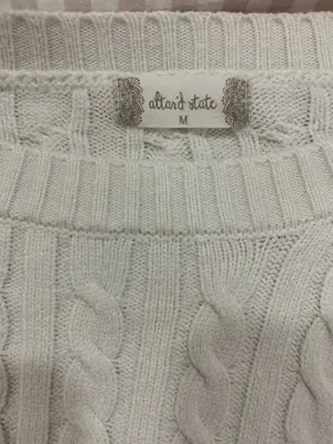 Altar'd State Cropped Sweater Knit Cream/white  thumbnail 2