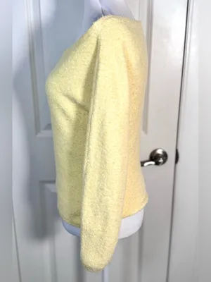 Abercrombie & Fitch Boucle Off Shoulder Sweater XS Butter Yellow Soft Knit Cozy thumbnail 5