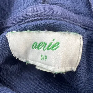 Aerie Cowl Neck Soft Pullover Sweatshirt Women's Small‎ P Faded Blue Side Slits thumbnail 4