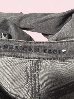 American Eagle Outfitters Women's Grey Distressed Straight-Leg Mom Jeans thumbnail 3