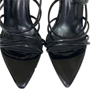 Cape Ribbon Black Strappy Stiletto Heels(Size 8M) thumbnail 10