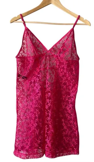 Popsi Lingerie Floral Sheer Pink Night Gown Large thumbnail 1