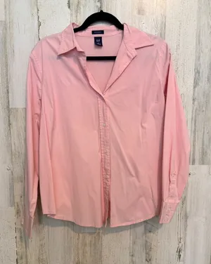 Gap Maternity Medium Pink Cotton Lycra Button Up Collared Work Shirt thumbnail 1