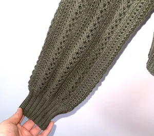 American Eagle Hunter Green Open Knit Sweater thumbnail 5