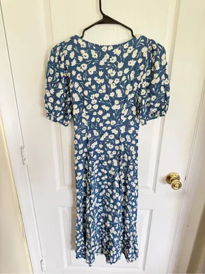 Reformation Beechwood Blue Floral Midi Dress thumbnail 8