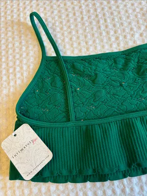 NEW! Free People Intimately AMARA Seamless Kelly Green Lace Bralette Top M/L thumbnail 5