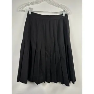 Anne Klein Skirt 8 Pleated A-line Black Classic Knee‎ Length 100% Wool Modest thumbnail 2