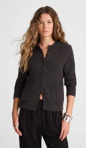 NEW MADEWELL Patch-Pocket Cotton-Blend Cardigan in brown size small fall winter thumbnail 1