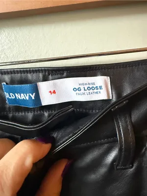 Old Navy High-Rise OG Loose Faux Leather Pants Size 14 Black thumbnail 6