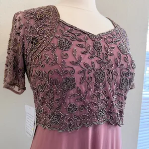Pisarro Nights Gown Maxi Dress Mauve Pink Womens 8 Beaded Mother of Bride‎ Gala thumbnail 10