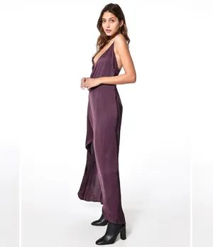 Young Fabulous & Broke Givanni Maxi Wrap Dress Raisin Solid thumbnail 3