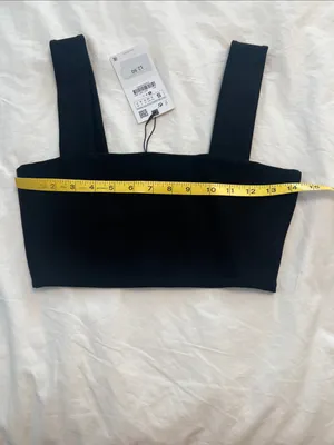 NWT Zara Black Square Neck Crop Tank Top with Wide Straps thumbnail 4