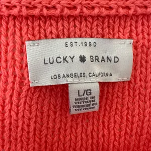 Lucky brand women’s size large bright coral crewneck sweater thumbnail 4
