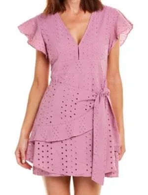 Anthropologie Dolan Lavender Patsy Eyelet Wrap Dress‎ Size Large thumbnail 1
