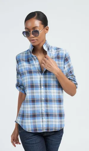 Frank & Eileen Barry Button Down Shirt Womens XS Blue Plaid Cotton‎ thumbnail 1