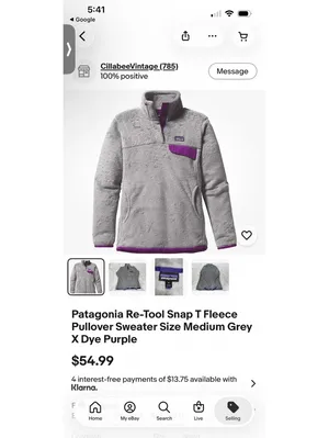 Patagonia Polartec Thermal Pro Gray and Purple Fleece Pullover Jacket Sz S thumbnail 7
