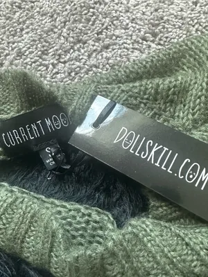 Women’s Olive Green Striped Fuzzy Knit Sweater thumbnail 3