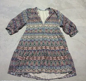 Amanda uprichard Diego Patterned Boho Tiered Dress large thumbnail 1