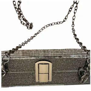 A New Day Black Pearl White Confetti Acrylic Box Clutch Chain Bag thumbnail 8