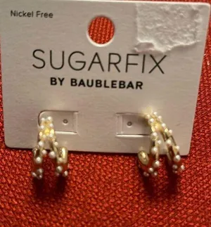 Baublebar SugarFix gold & pearl hoops thumbnail 1