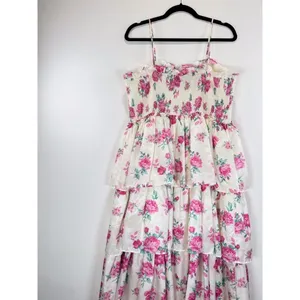 LoveShackFancy Womens Dress Elise Midi Smocked Floral Layered Cottagecore XL thumbnail 9