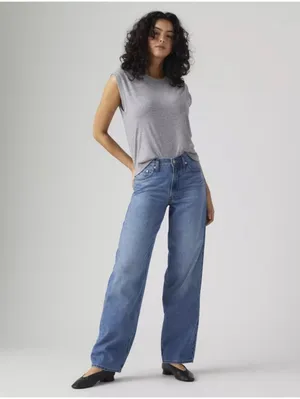 Levi’s Premium Baggy Dad Lightweight Linen Denim Jeans Heavy Check 25x30 NWT thumbnail 2