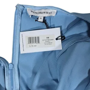 WeWoreWhat XS Cut Out Midi Skirt‎ Satin Femmeuse Airy Blue thumbnail 4