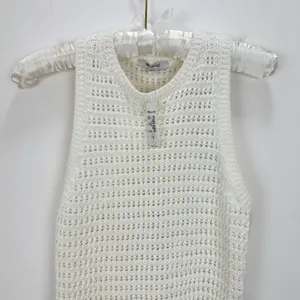 Madewell Crochet Knit Crewneck Sweater Tank Cotton Vest Bright Ivory XS NWT thumbnail 8