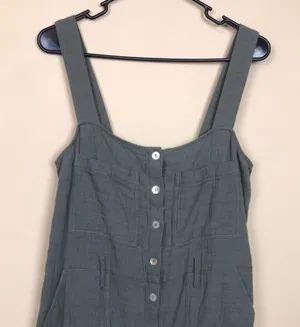 Zara Women’s Muslin Mother of Pearl Button-Up Gray Jumpsuit thumbnail 2