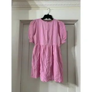 &merci Pink Gauze Mini Babydoll Dress Puff Sleeve Cotton Women’s Small Cottage thumbnail 5