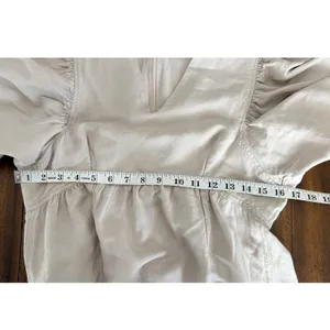 Hunter Bell Linen Blend Midi Dress M Natural Puff Sleeve V Neck Cottagecore thumbnail 10