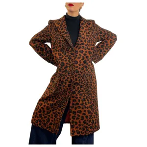 A New Day Leopard Print Long Peacoat Casual Jacket Small Animal Print Oversized thumbnail 2