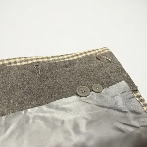 Vintage 90s Cropped Wool Blend Grey & Cream Pointed Lapel Gingham Check Blazer thumbnail 12