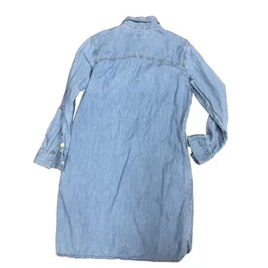 Lee‎ blue jean Shirt Dress M Denim Button front Western Academia 100% cotton thumbnail 4
