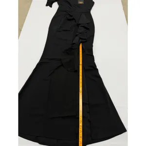 WOOSEA Womens Black High Split Ruffle Bodycon Evening Gown Dress Size S NWT thumbnail 4