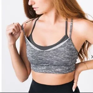 Zyia Active Gray Space Dye Grid Bra Layered Strappy Sports Bra Small S thumbnail 1