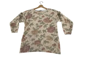 Vintage 90s Basic Editions Floral Tapestry Sweater Small Butter Mom Grannycore thumbnail 1