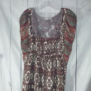 Boho Mixed Print Tunic Peasant Top With Lace Detail thumbnail 8