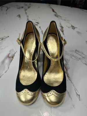 Coach Gold and Black Mary Jane Heels thumbnail 3