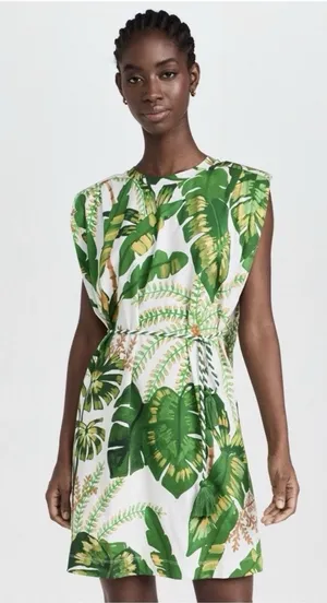 Farm Rio Tropical Forest Off White T-Shirt Dress Small Vacation Resort Beachy thumbnail 1