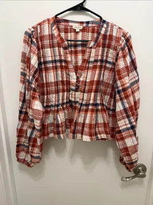 Pilcro Long-Sleeve Pleated Swing Blouse thumbnail 2