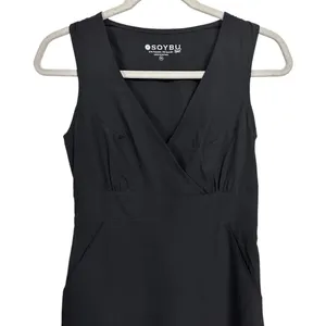 Soybu Sport Womens XS Black Casual Sleeveless Dress With Pockets NWT Knee Length thumbnail 2