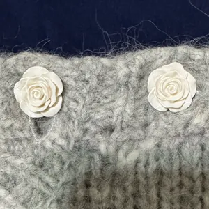 LoveShackFancy Rosie Pointelle Grey/GrayAlpaca Wool Pullover Sweater (S) thumbnail 6