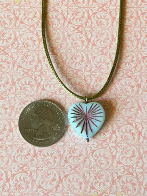 Handmade quality Czech glass heart bead fairy boho vintage retro style necklace🌿✨ thumbnail 5