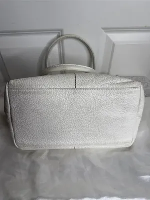 Italian Furla White Pebbled Leather Top-Handle white handbag purse thumbnail 7
