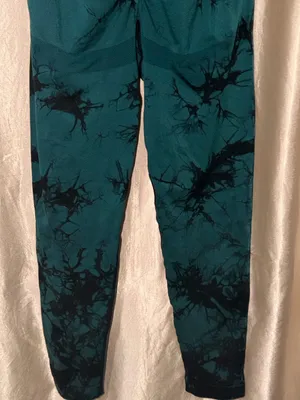 High-Rise Teal Tie-Dye Leggings - Stretchy Women's Activewear thumbnail 5