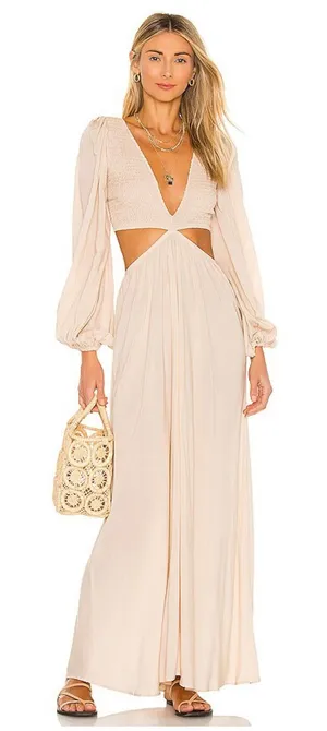 Indah Julie Maxi Dress Size Small Cream Cut Out Boho Lightweight Beach thumbnail 1